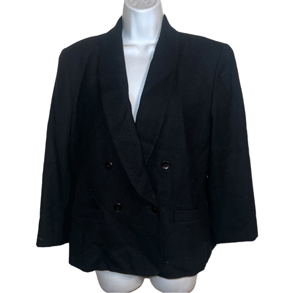 Pendleton Black Wool Double Breasted Blazer Sz 10 - image 1